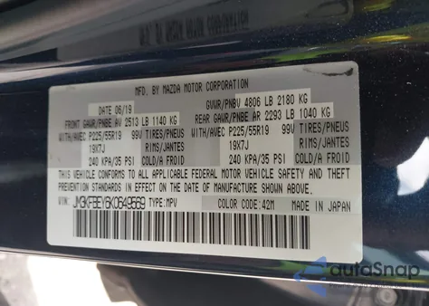 2019 Mazda Cx-5 Signature z USA, uszkodzony, nr VIN JM3KFBEY6K0649569